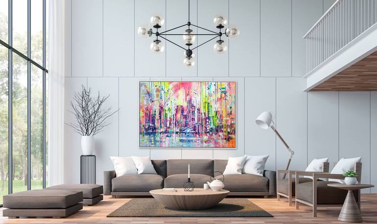 Original Abstract Cities Painting by Marta Zawadzka