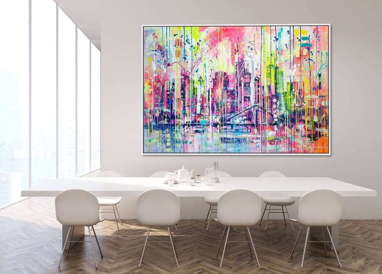 Original Abstract Cities Painting by Marta Zawadzka