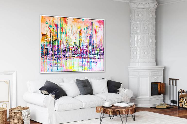 Original Abstract Cities Painting by Marta Zawadzka