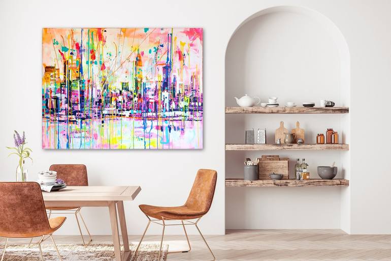 Original Abstract Cities Painting by Marta Zawadzka