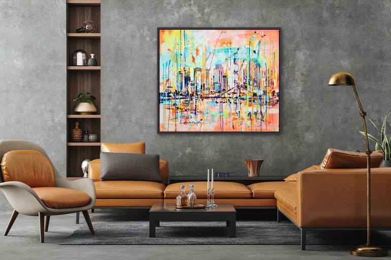 Original Abstract Cities Painting by Marta Zawadzka