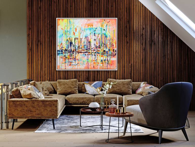 Original Abstract Cities Painting by Marta Zawadzka