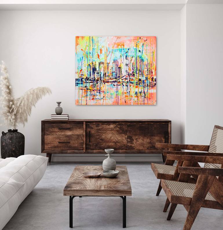 Original Abstract Cities Painting by Marta Zawadzka