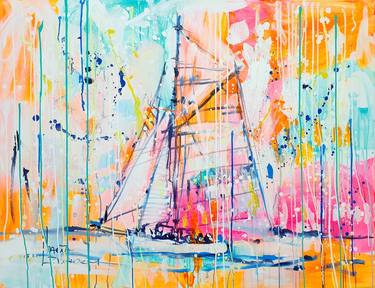 Original Abstract Sailboat Paintings by Marta Zawadzka