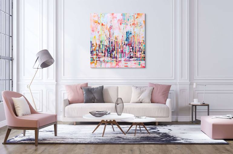 Original Abstract Cities Painting by Marta Zawadzka