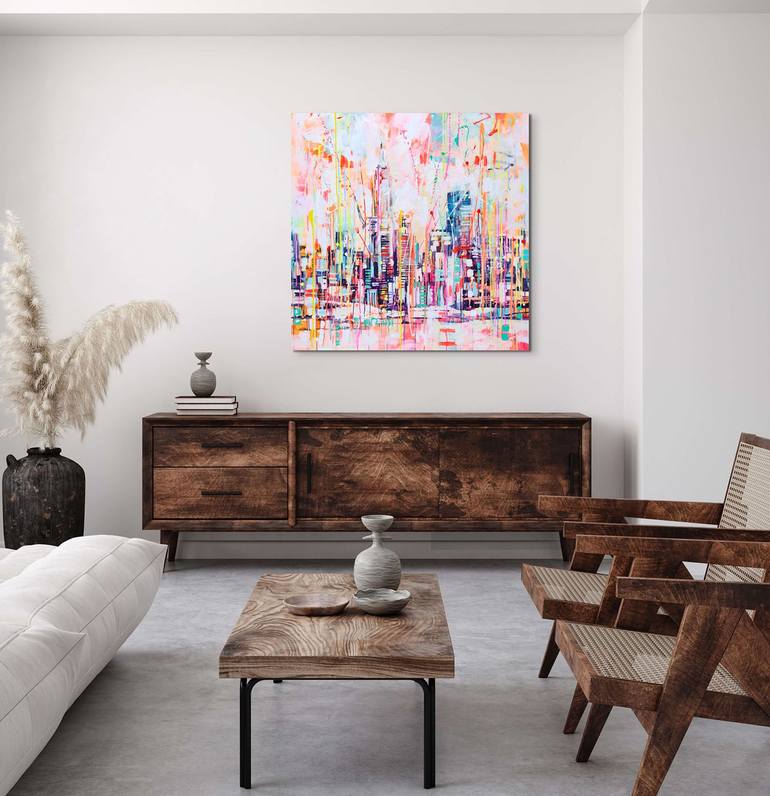 Original Abstract Cities Painting by Marta Zawadzka