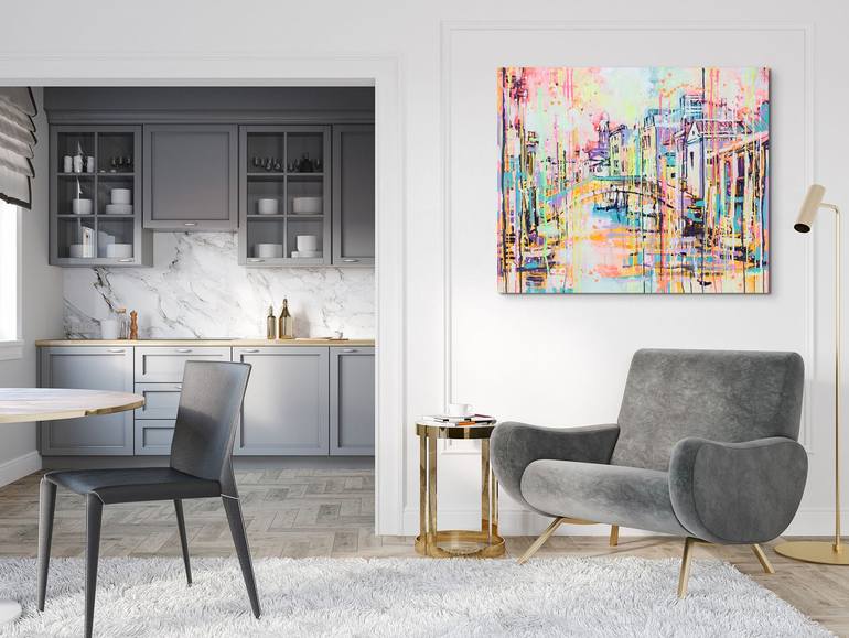 Original Abstract Cities Painting by Marta Zawadzka