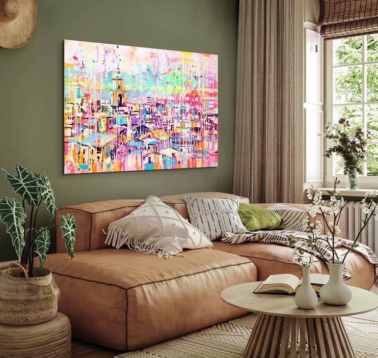 Original Abstract Cities Painting by Marta Zawadzka