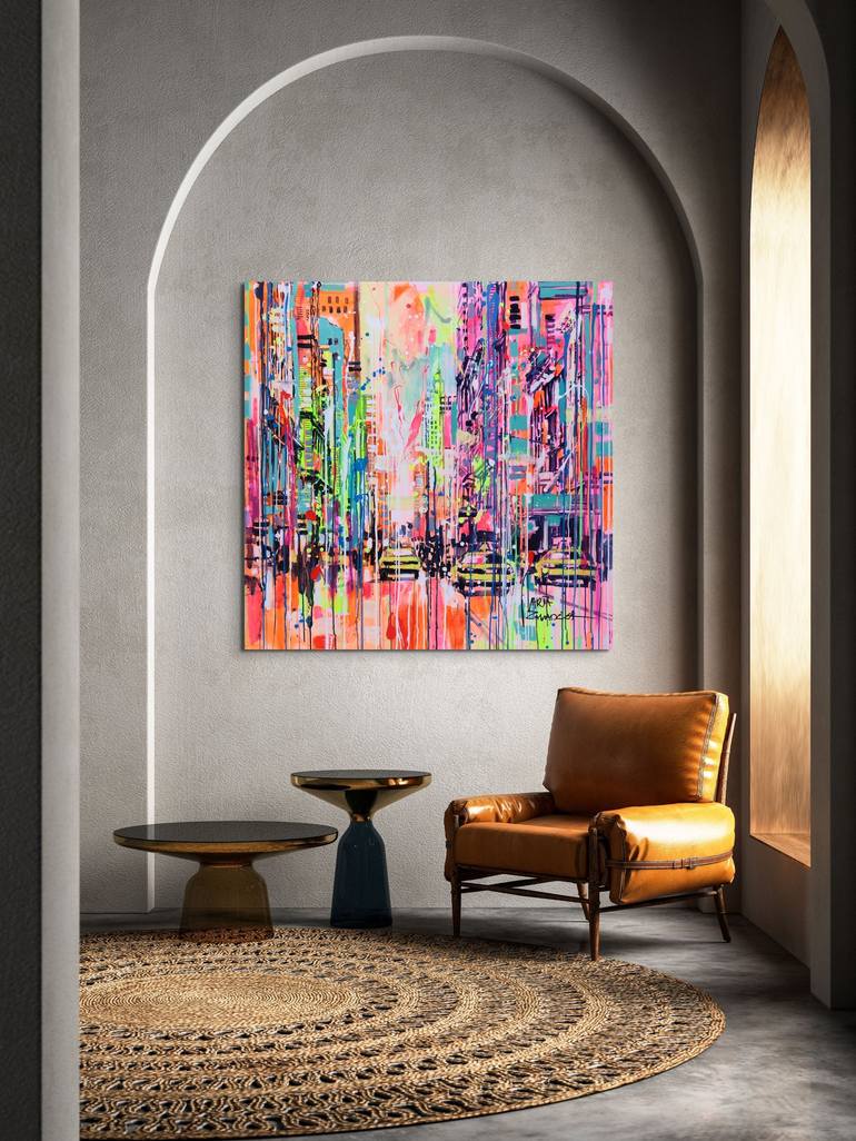 Original Abstract Cities Painting by Marta Zawadzka