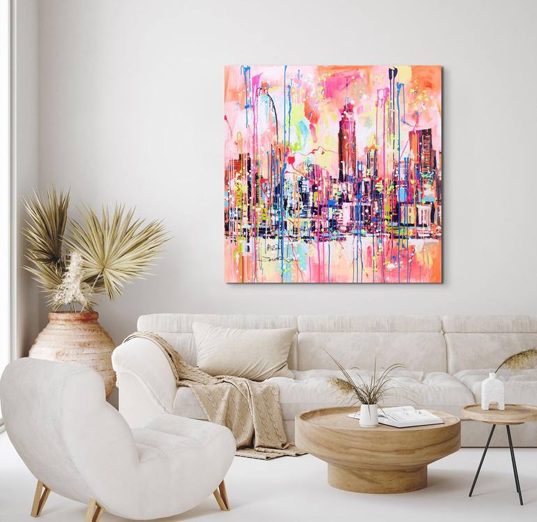 Original Abstract Cities Painting by Marta Zawadzka