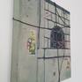 It is a mixed media. It shows again a wall in Istanbul. The several stamps from the artist's stamp collection and paper clippings from the magazines are attached to the canvas and yarns are used as if they are wires hanging on the walls. The sides of the canvas were painted therefore it can be hung on the wall without frame.
