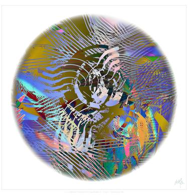 Original Abstract Geometric Mixed Media by Ton Van Velsen