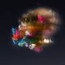 Detail of plastic sculpture in the night sky
