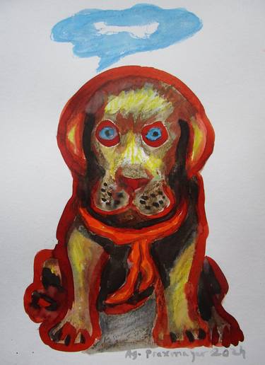 Original Figurative Dogs Paintings by Agnieszka Praxmayer