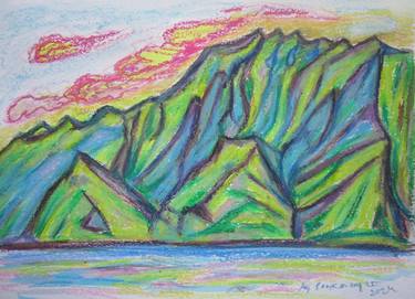 Hawaii view 2_ oil pastel. thumb