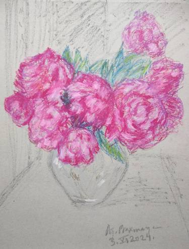 Original Figurative Floral Drawings by Agnieszka Praxmayer