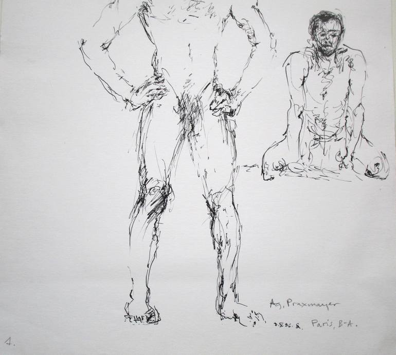 Original Black & White Nude Drawing by Agnieszka   Praxmayer