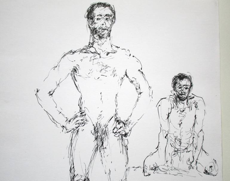 Original Black & White Nude Drawing by Agnieszka   Praxmayer