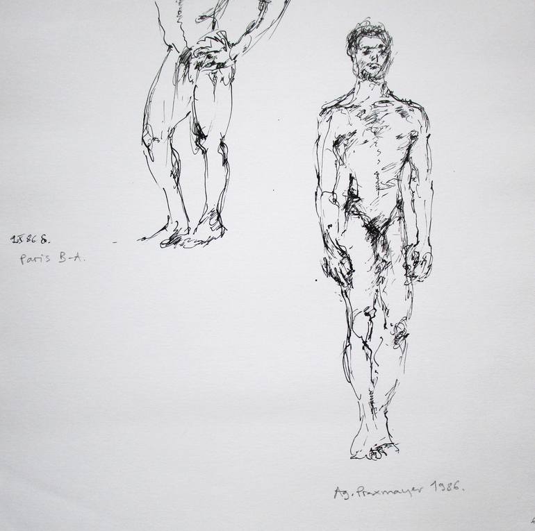 Original Figurative Nude Drawing by Agnieszka   Praxmayer