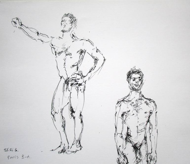 Original Figurative Nude Drawing by Agnieszka   Praxmayer