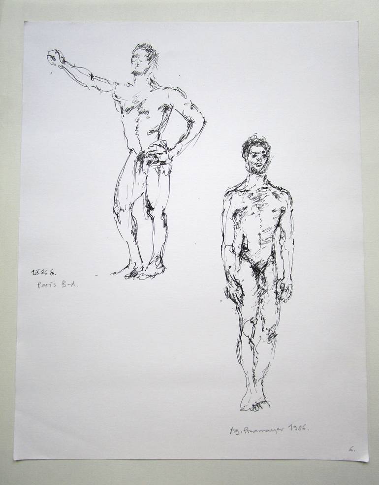 Original Figurative Nude Drawing by Agnieszka   Praxmayer
