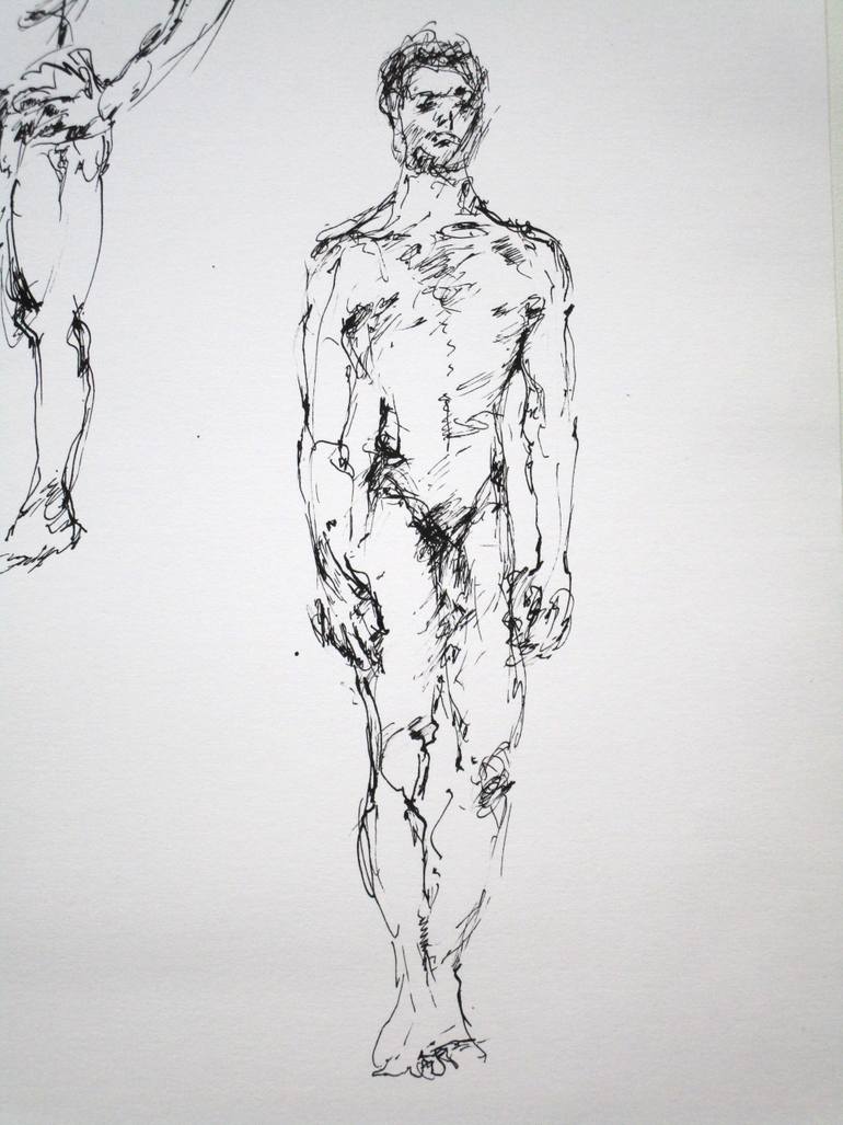 Original Figurative Nude Drawing by Agnieszka   Praxmayer