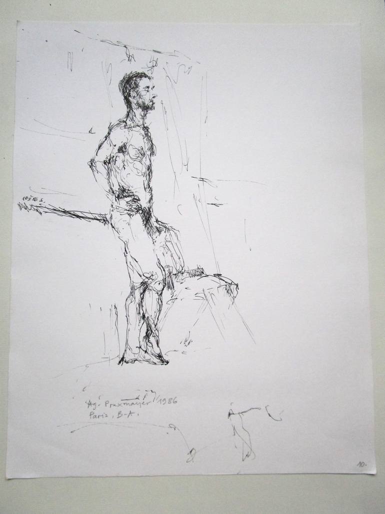 Original Figurative Nude Drawing by Agnieszka   Praxmayer