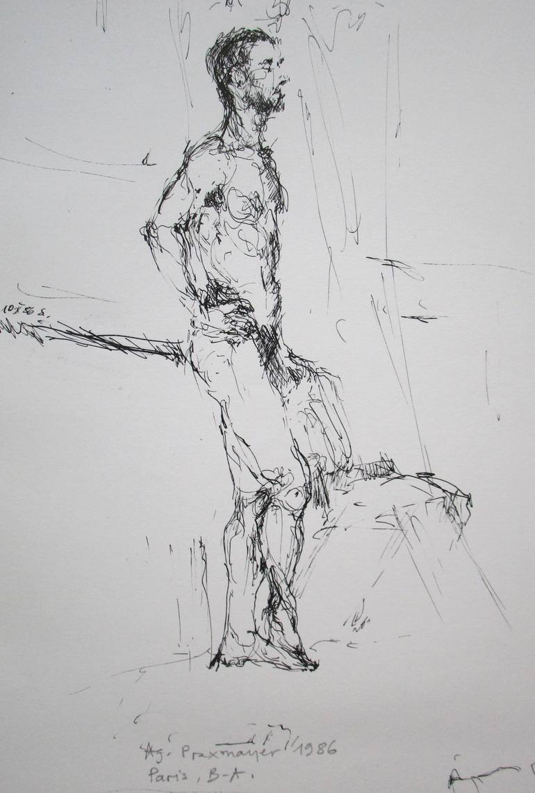 Original Figurative Nude Drawing by Agnieszka   Praxmayer
