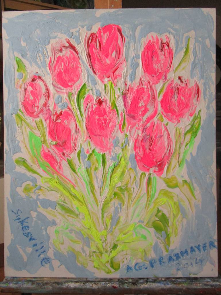 Original Expressionism Floral Painting by Agnieszka   Praxmayer