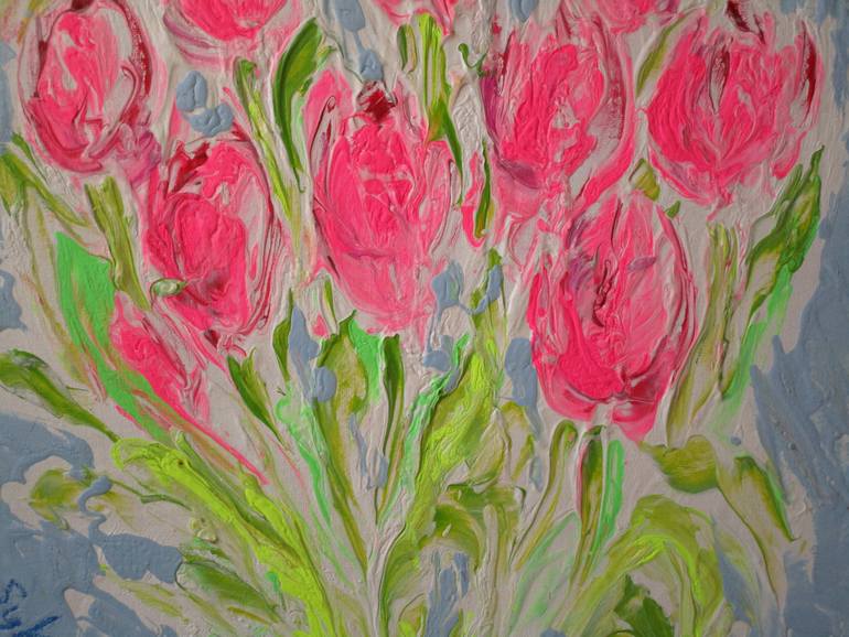 Original Expressionism Floral Painting by Agnieszka   Praxmayer
