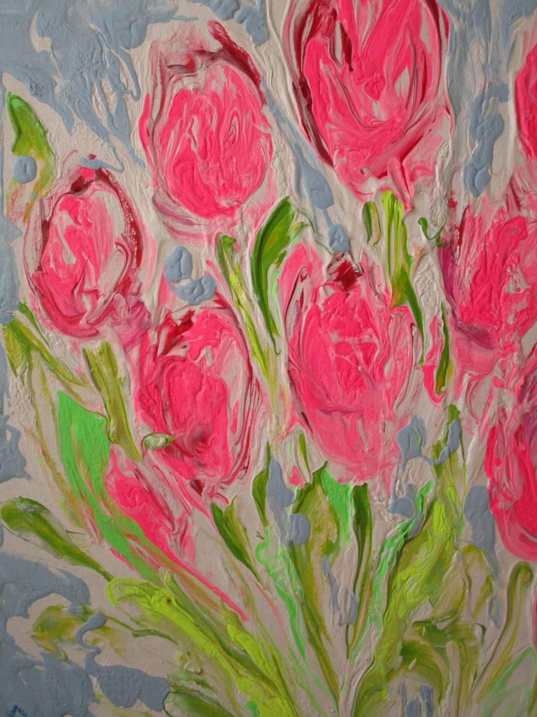 Original Expressionism Floral Painting by Agnieszka   Praxmayer