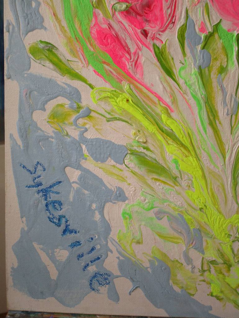 Original Expressionism Floral Painting by Agnieszka   Praxmayer
