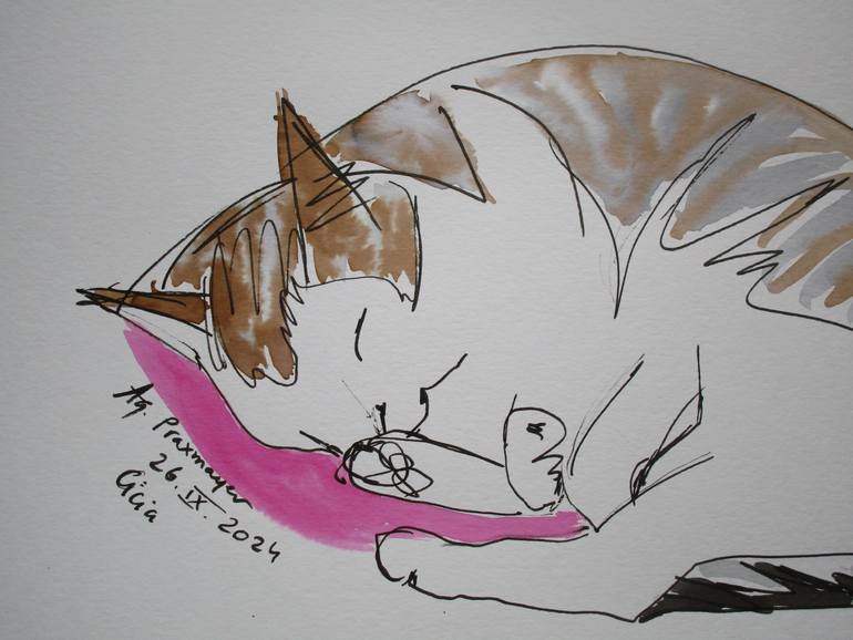 Original Figurative Cats Painting by Agnieszka   Praxmayer