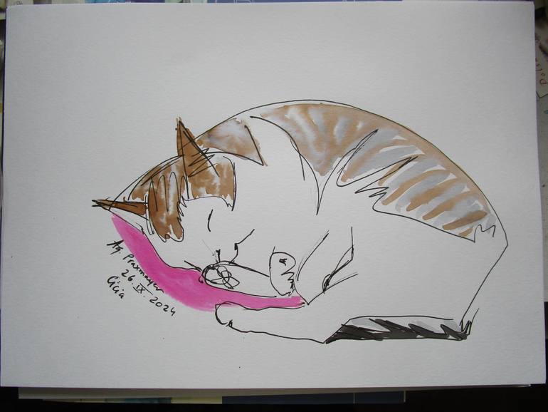 Original Figurative Cats Painting by Agnieszka   Praxmayer