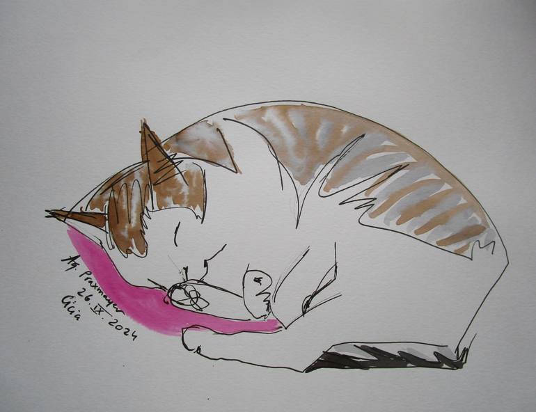 Original Figurative Cats Painting by Agnieszka   Praxmayer