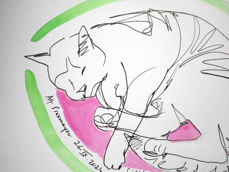 Original Figurative Cats Painting by Agnieszka   Praxmayer