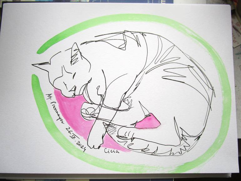 Original Figurative Cats Painting by Agnieszka   Praxmayer