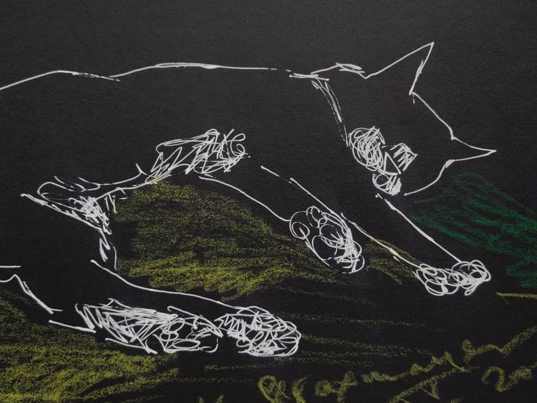 Original Contemporary Cats Drawing by Agnieszka   Praxmayer