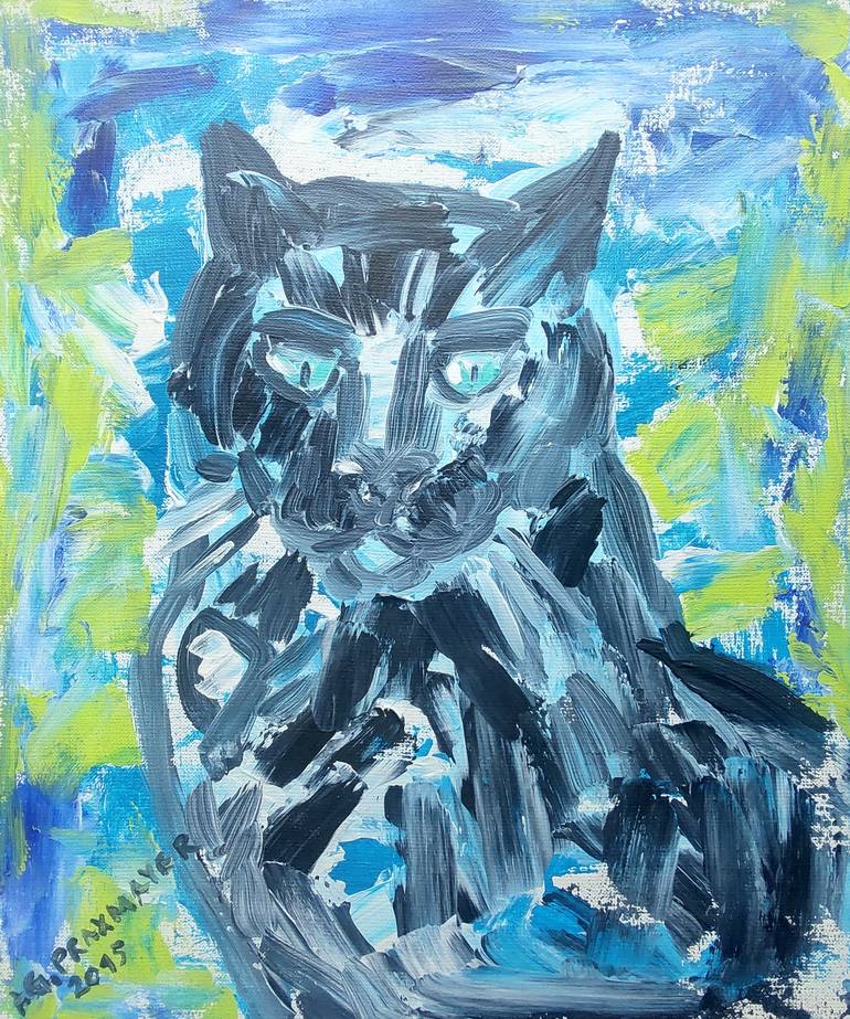 Original Expressionism Cats Painting by Agnieszka   Praxmayer