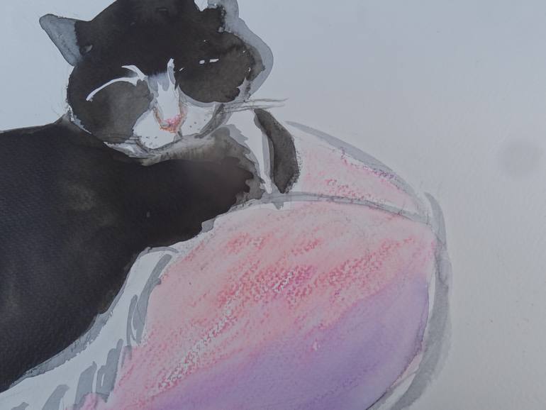 Original Figurative Cats Painting by Agnieszka   Praxmayer