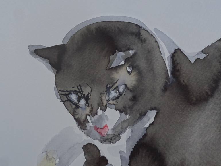 Original Figurative Cats Painting by Agnieszka   Praxmayer