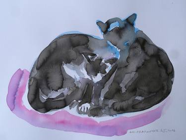 Print of Figurative Cats Paintings by Agnieszka Praxmayer