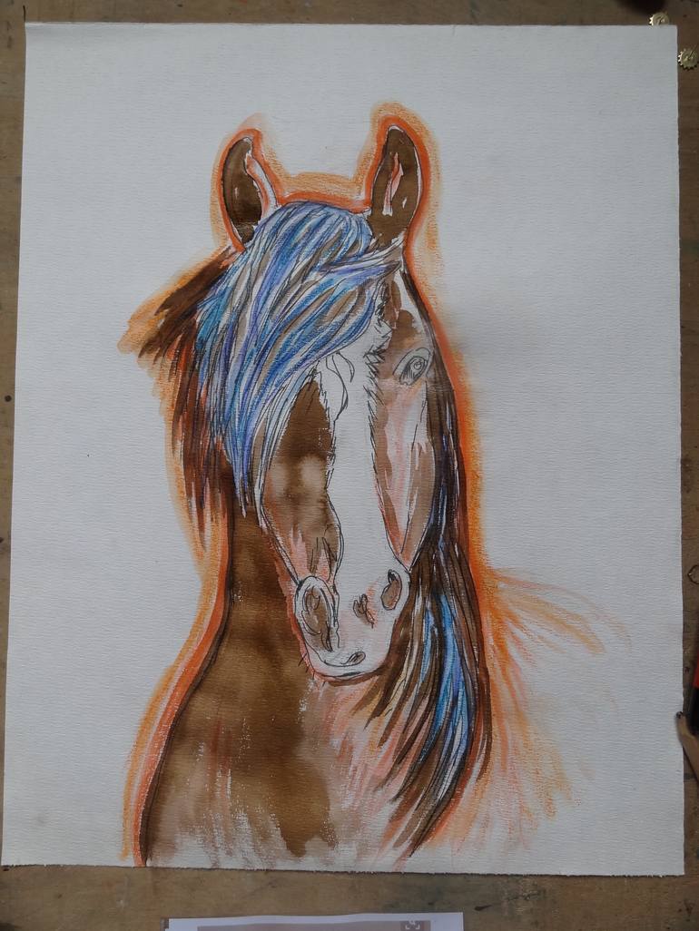 Original Figurative Horse Painting by Agnieszka   Praxmayer