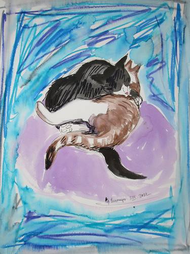 Print of Cats Paintings by Agnieszka Praxmayer