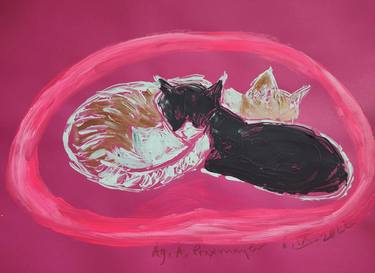 Print of Cats Paintings by Agnieszka Praxmayer