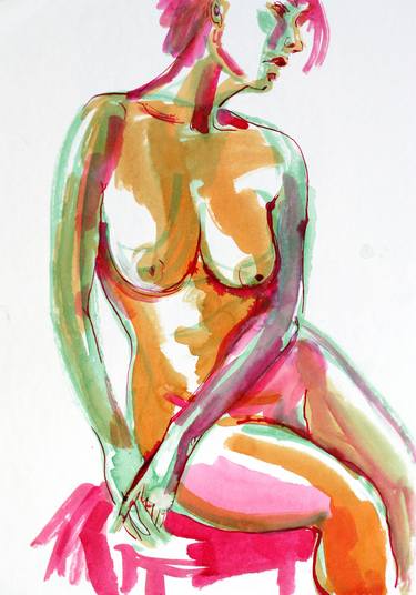 Original Figurative Nude Drawings by Katia Weyher