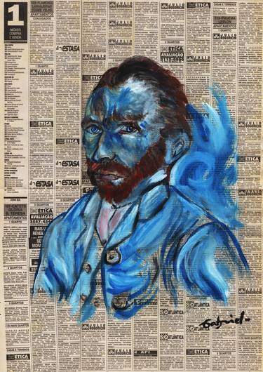 Blue Van Gogh on a newspaper thumb