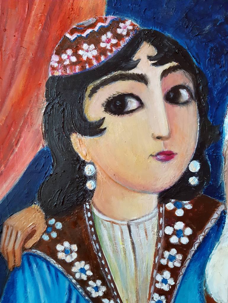 Original Folk Love Painting by Zakir Akhmedov