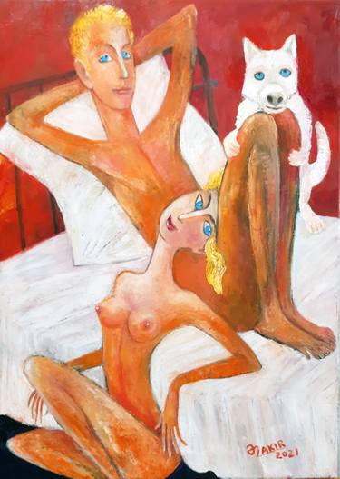 Saatchi Art Artist Zakir Akhmedov; Paintings, “Husky and his friends” #art