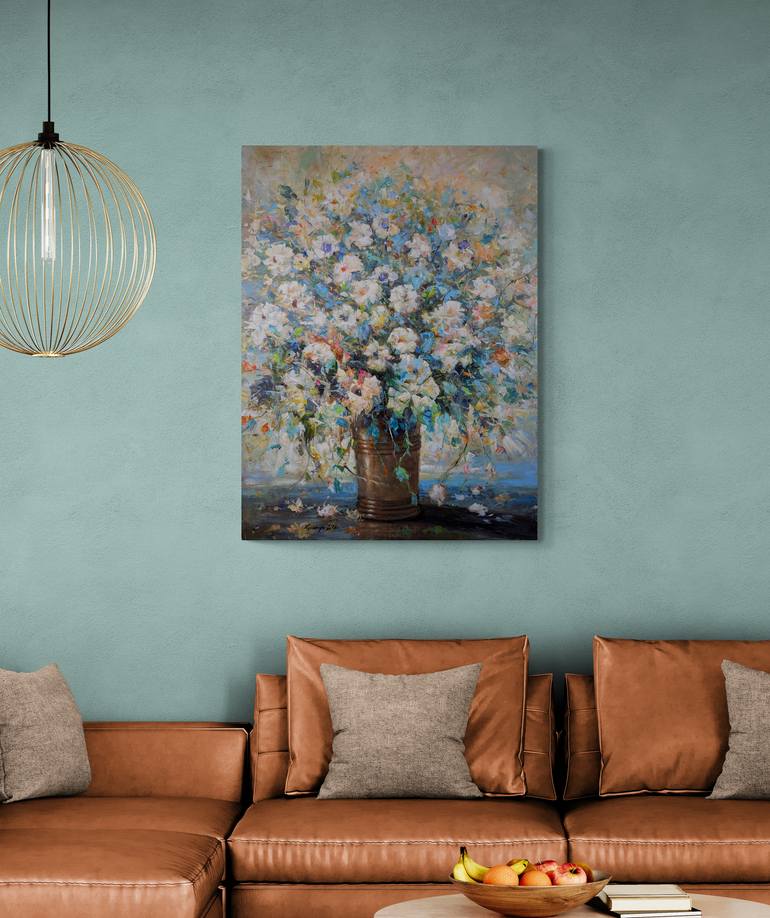 Original Art Deco Floral Painting by Kanayo Ede